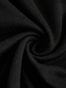 SHEIN Sports 女士休闲拼色短袖心形印花直筒连衣裙网球裙 - 黑色 - 查看 4