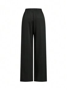 Ellevyn 2pcs Women Ruffle Collar Vest & Pants Set Two Pieces Fall Sets - Black - View 9