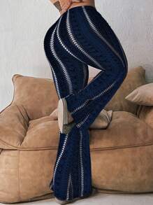 Plus Size Fashion Casual Geometric Print Flared Pants