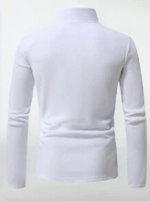 Manfinity Homme Men's Casual Daily Spider Embroidered Stand Collar Long Sleeve T-Shirt, Autumn/Winter - White - View 2