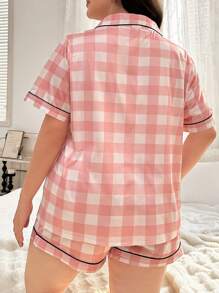 Bộ đồ ngủ cổ in họa tiết kẻ caro cỡ lớn cho nữ - Nhiều màu - Xem 2