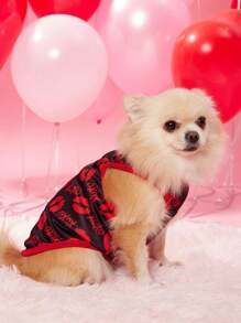 PETSIN 1 pieza Chaleco para mascotas con estampado de labios de color contrastado y patrón XO - Multicolor - Ver 5