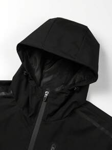 Manfinity Sport Corelite 男友风男士纯色拼接前拉链长袖休闲连帽运动夹克 - 淺灰色 - 查看 3