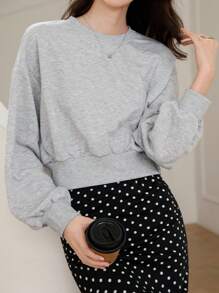 DAZY 1pc Women's Solid Color Loose Crew Neck Long Sleeve Sweatshirt, Casual For Everyday Wear