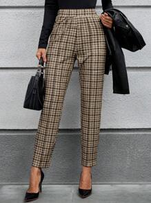 EMERY ROSE Women's Plaid Pocket Cone Casual & Work Pants