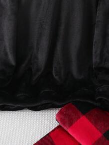 2pcs/Set Girls Plaid Fleece Pajama Set With Long Pants And Long Sleeve Top, Casual Sleepwear (2 Sets Sold Separately) - Black - View 5