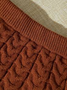 SHEIN Baby Girls Knitted Pleated Skirt, Brown & Coffee Color Elegant Versatile Everyday Stylish Dress, Suitable For Home, Outing, Travel & School - Coffee Brown - View 4