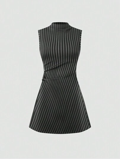 Sweetra 女士高领 A 字中长连衣裙，时尚百搭，通勤必备