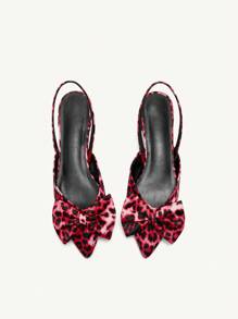 CUCCOO CHICEST 尖头豹纹时尚女士高跟鞋，适合圣诞节和新年假期氛围秋冬 - 紅色 - 查看 10