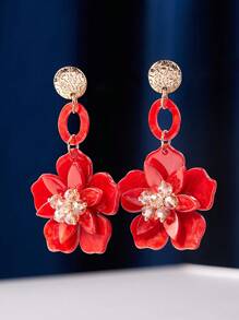 SHEIN SXY 女士简约花形无穿孔耳环，休闲日常佩戴情人节、妈妈、母亲、母亲节、礼物