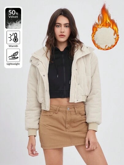 SHEIN EZwear 女式纯色前扣长袖防风外套，秋冬