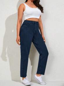 EURMUSE Plus Size Button Front Pocket Casual Pants, Everyday Wear