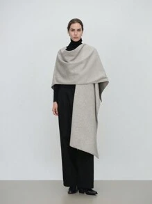 Aalyst 1 件女式复古卡其色斗篷开衫中长外套 - 卡其色 - 查看 3