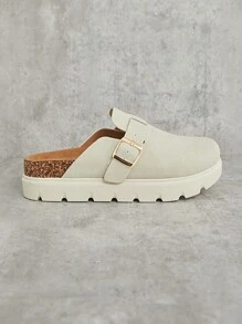 SHUZIA 米色厚底波士顿木屐 - 舒适度极佳，街头风格，白色凸纹鞋底和弧形鞋床，夏季鞋，春季鞋，春假，复活节，母亲节礼物 - 米色 - 查看 3