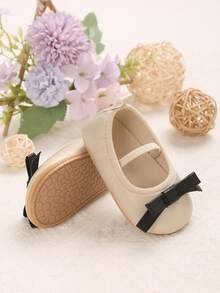 可爱新款 0-1 岁婴儿 PU 软底公主鞋，婴幼儿平底鞋，适合春秋季 - 杏色 - 查看 2