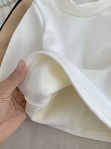 SHEIN LMoss Kids 6 件套女婴可爱高领纯色长袖上衣和松紧腰长裤，秋冬 - 彩色 - 查看 6