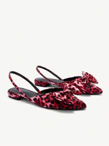 CUCCOO CHICEST 尖头豹纹时尚女士高跟鞋，适合圣诞节和新年假期氛围秋冬 - 紅色 - 查看 9