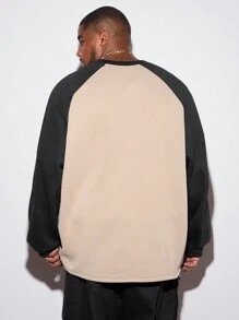 Manfinity VCAY Plus Size Men's Loose Knitted Multi-Color Letter Print Long Sleeve Pullover Sweatshirt Going Out Crew Neck Fashion Graphic Color Block Sweatshirt, For Friends, Husband, Boyfriend Gifts, For Fall Winter - Multicolor - View 3