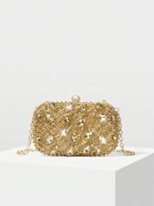 MOTF PREMIUM GLITTER RHINESTONE EVENING BAG, CHRISTMAS BAG, VALENTINES - Gold - View 2