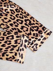 2pcs Young Girl Fashion Leopard Print Long Sleeve Cardigan & Pants Set, Casual Loungewear - Multicolor - View 7