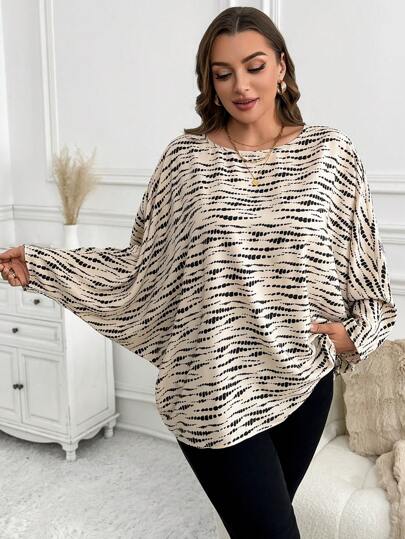 SHEIN LUNE Plus Size Striped Polka Dot Print Casual Two Pieces Shirt, Slimming Design Plus Size Fall Clothes Long Sleeve Shirt Going Out Tops Thanksgiving Outfit Women New Years Women Outfit Winter Clothes Women Rave Outfits