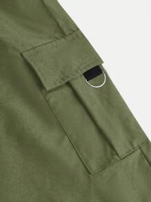 SHEIN 女童休闲实用梭织裤，百搭，秋季 - 軍綠色 - 查看 4