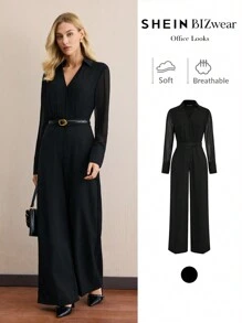 BizChic Elegant Jumpsuit Suitable For Commute, Holiday, Christmas, New Year Party, Spring/Summer, - Black - View 2