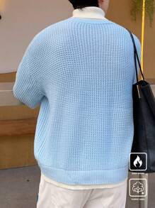Claim Dot 男士纯色圆领休闲宽松针织毛衣，适合秋冬季 - 彩色 - 查看 2