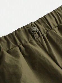 SHEIN Leap Crew 3pcs/Set Tween Girl Solid Color Crochet Pattern Tank Top & Hollow Out T-Shirt And Casual Pants - Army Green - View 2