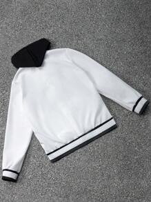 Manfinity Sport Corelite Boyfriend Style Men's Letter Embroidered Drawstring Hooded Sports Jacket
