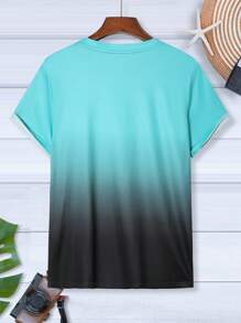 Manfinity RSRT 1pc Men's Plus Size Ombre Print Round Neck Short Sleeve Casual T-Shirt