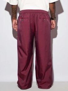 Manfinity NXTstreet Calça Longa Casual Folgada e Tecida Plus Size Masculina, Calça Larga e Lisa de Moda Casual, para Presente de Marido ou Namorado