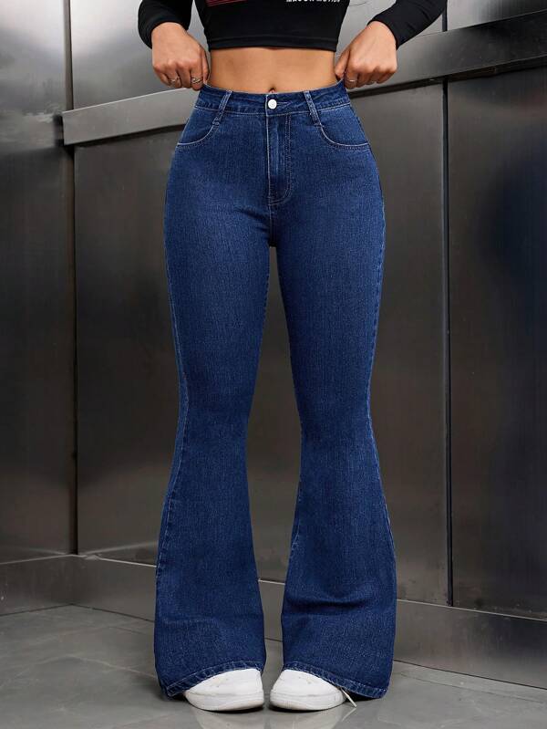 SHEIN Tall 1 pieza Jeans de mujer casuales con bolsillo y botones delanteros, para usar todos los días