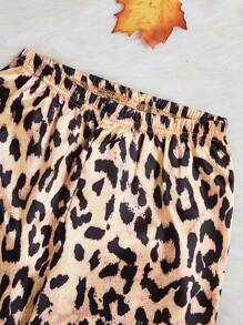 2pcs Young Girl Fashion Leopard Print Long Sleeve Cardigan & Pants Set, Casual Loungewear - Multicolor - View 6