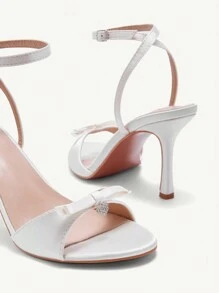 CUCCOO CHICEST Sandalias de tacón alto de punta abierta color rosa para mujeres, nuevas para Año Nuevo y fiestas - Blanco - Ver 7