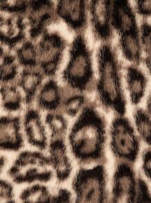 SHEIN BAE Plus Size Women Elegant Gangster Wife Luxurious Leopard Print Lapel Long Sleeve Warm Fluffy Mid-Length Coat For Autumn/Winter
