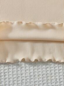 3 件套女婴优雅荷叶边领条纹长袖 T 恤，可爱时尚，适合居家、外出、度假、四季穿着 - 紫色 - 查看 3