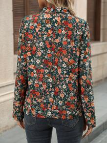 EMERY ROSE 女士休闲碎花印花翻领夹克，秋季 - 彩色 - 查看 2