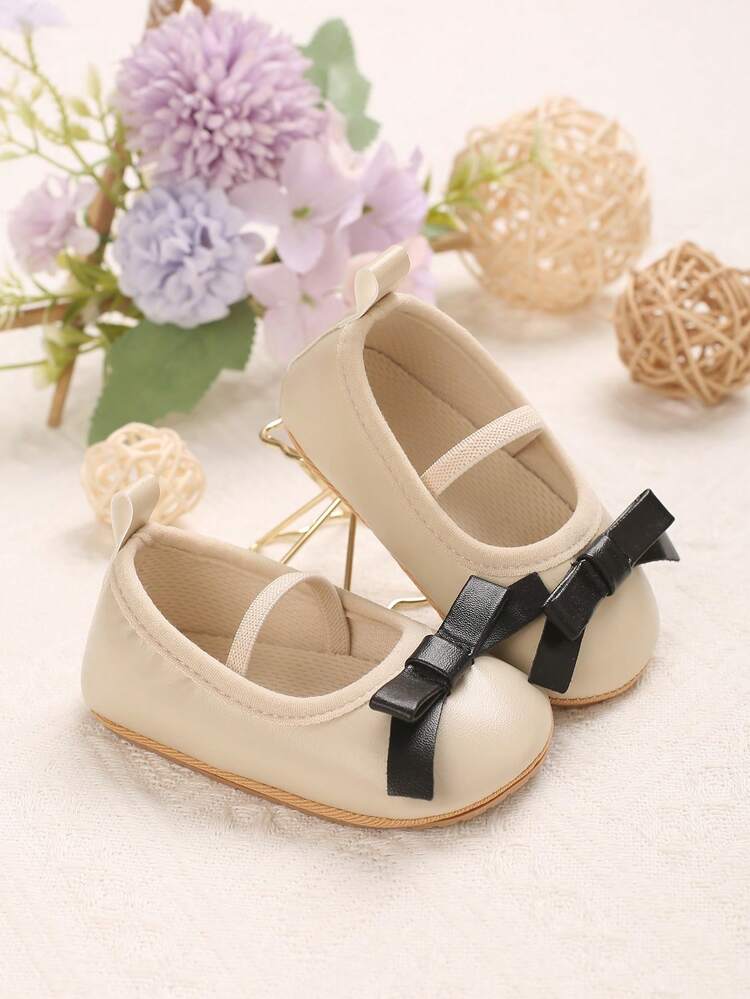 可爱新款 0-1 岁婴儿 PU 软底公主鞋，婴幼儿平底鞋，适合春秋季 - 杏色 - 查看 1