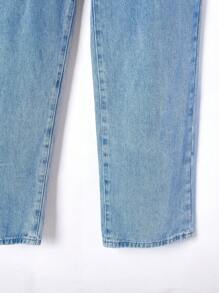 SHEIN Leap Crew Teenage Boys' Regular Fit Straight Leg Loose Denim Jeans - Blue - View 7