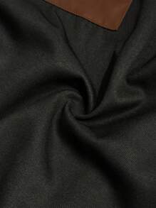 Slaydiva Koszula damska PU Patchwork w kolorze bloku, w stylu casual, w dużych rozmiarach