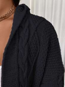 Vionelle 大码女式纯色长袖前开式休闲连帽开衫，适合秋冬季