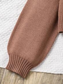 Sparklyn Conjunto de niñas preadolescentes de cárdigan de punto minimalista y pantalones de punto de otoño/invierno - Café integral - Ver 5