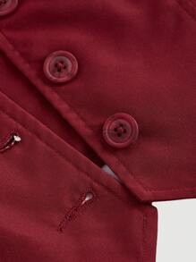 SHEIN MOD White Summer Solid Button Front Halter Top - Burgundy - View 3