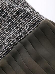 FRIFUL 女式休闲中长连衣裙，撞色褶边，无袖圆领格子