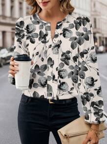 Glamance RITA PIRES PATTERN Áo cánh nhiều màu cho nữ dài tay, in họa tiết thường ngày, trơn, hoa, cây cối, trang phục mùa hè cho nữ, áo mùa hè đi chơi - Nhiều màu - Xem 3