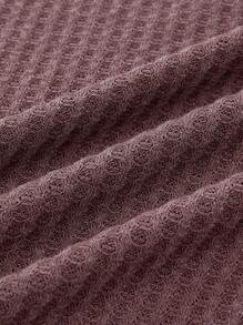 SHEIN 2 件套纯色孕妇纽扣半襟长袖休闲运动 T 恤 - 紅白色 - 查看 3