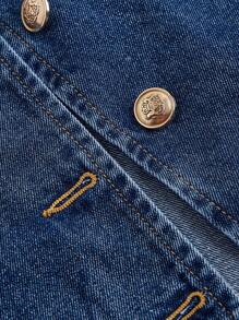 SHEIN MOD Plus Size Denim Vest, Casual Sweet Sleeveless, Blue, Fall Women Clothes