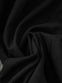 SHEIN LUNE Damen Große Größen Einfarbig Knopfleiste Freizeithose, minimalistischer Stil für den täglichen Gebrauch - Schwarz - Übersicht 3