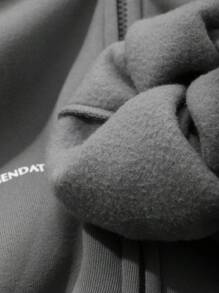 DAZY 女士针织连帽衫外套，字母印花，女士外套 - 灰色 - 查看 7